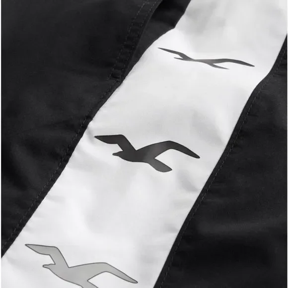 NWT - Hollister Men’s Boardshort 9” (Black - White Stripe & Gulls, 38W) - Picture 2 of 6